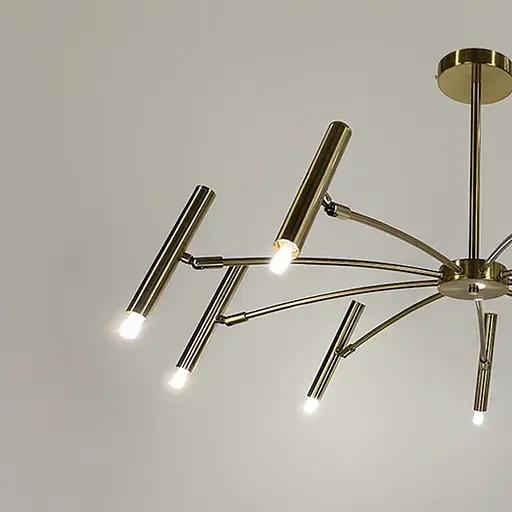 Латунна трубчаста люстра з 9 регулюючими плафонами | Арт. ST01/9 AB | Line F - фото 3