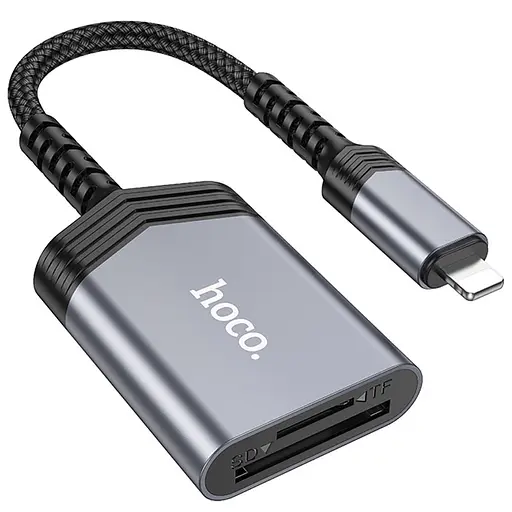 Картридер Hoco UA25 2in1 Lightning Metal gray