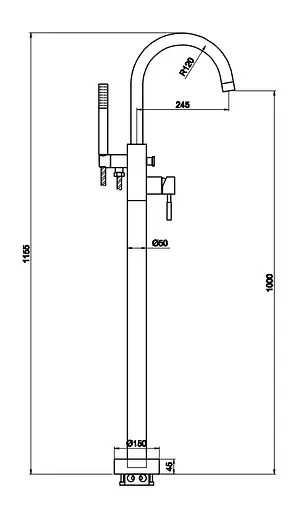Смеситель для ванны Kohlman Roxin Black напольный QF1165RB Черный матовый - фото 2