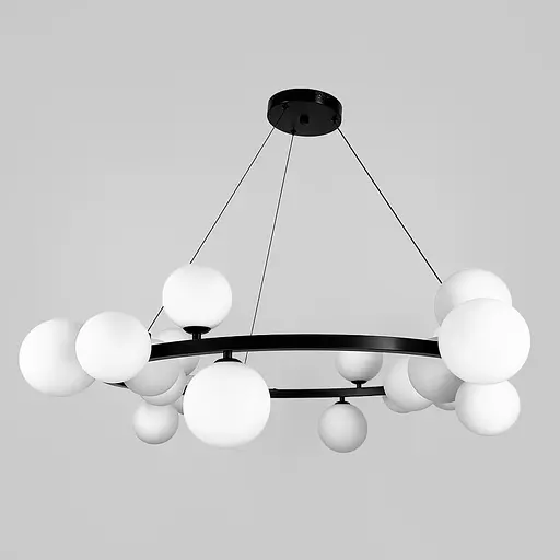 Кольцевая черная люстра с 18 белыми плафонами Ø 95 см | Line F | Ст. BM62/18 BK+WT - фото 1