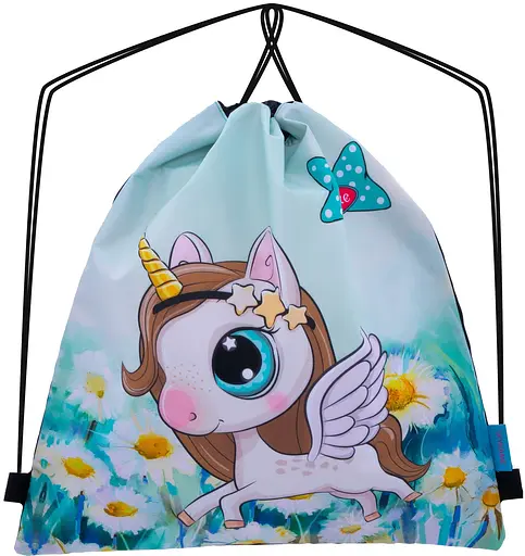 Мешок для сменной обуви для девочки бирюзовый с Единорогом Winner (M-77)