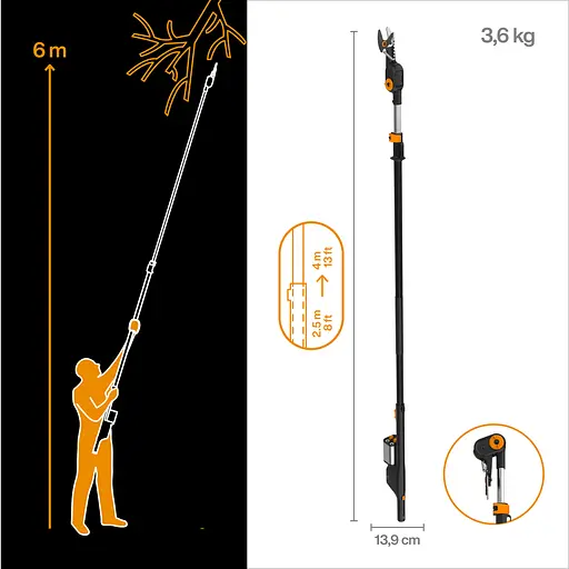 Аккумуляторный высоторез до 32 мм Fiskars eTree Pruner Bypass 250-400 см, БЕЗ АКБ (1082340) - фото 5