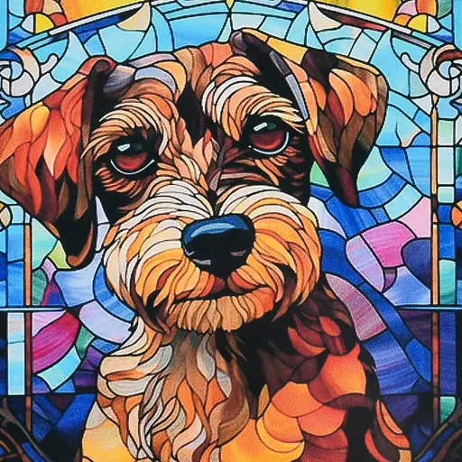 Алмазная мозаика «Витражный пес» DEEX16282 неполная выкладка 30х30 см