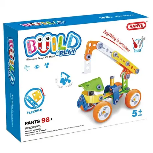 Розбірний набір на болтах BuildandPlay "Автокран" HANYE J-7702, 98 елементів - фото 1