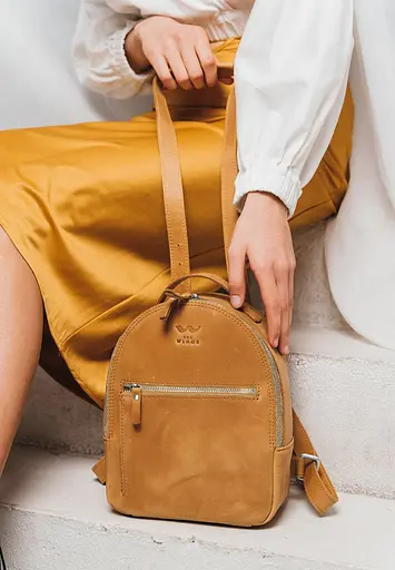 Кожаный рюкзак Groove S желтый винтажный - фото 5