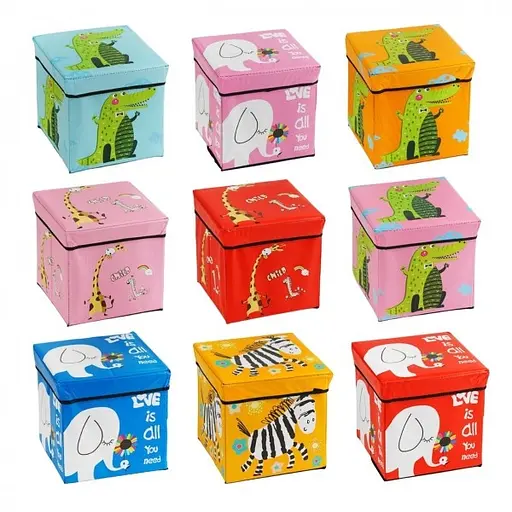 Пуф-коробка для игрушек R33429 складная в ассортименте 30×30×30 см