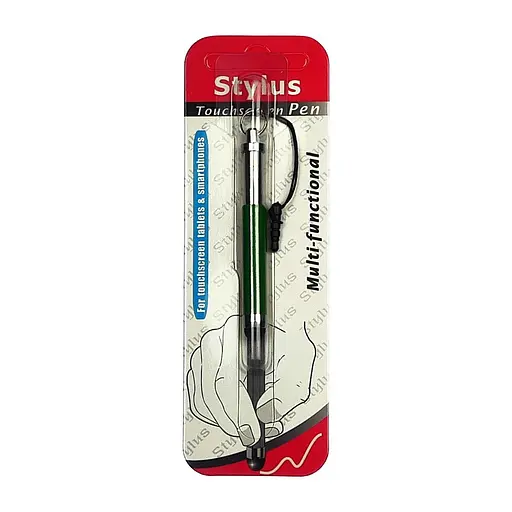 Стилус-брелок ємнісний, висувний, зелений - фото 4