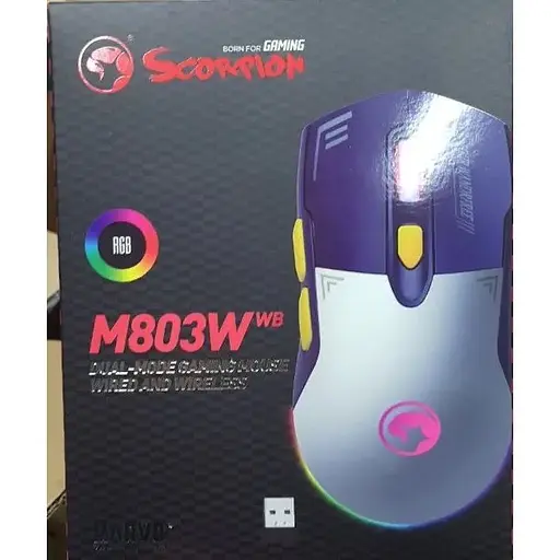 Комп'ютерна миша Marvo M803W WB RGB підсвічування 7 кнопок USB 2.4G бездротова ігрова синій/білий - фото 4