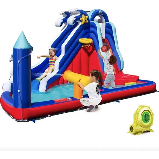 Надувний Аквапарк Costway Slide 6-в-1 з гіркою для скелелазіння (без вентилятора) - фото 2