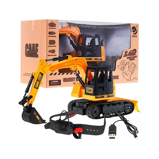 Екскаватор на управлінні зі звуком жовтий