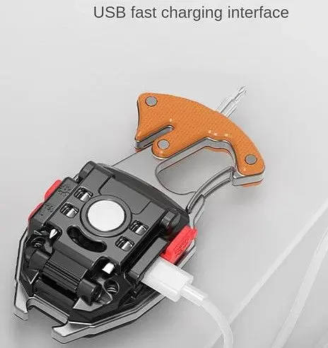 Мини фонарик брелок Multifunctional W5147 COB белый желтый красный свет светильник с карабином открывашкой - фото 8