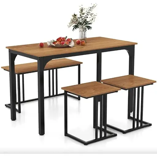 Комплект Costway Decima обеденный стол со стульями в стиле Loft натуральный