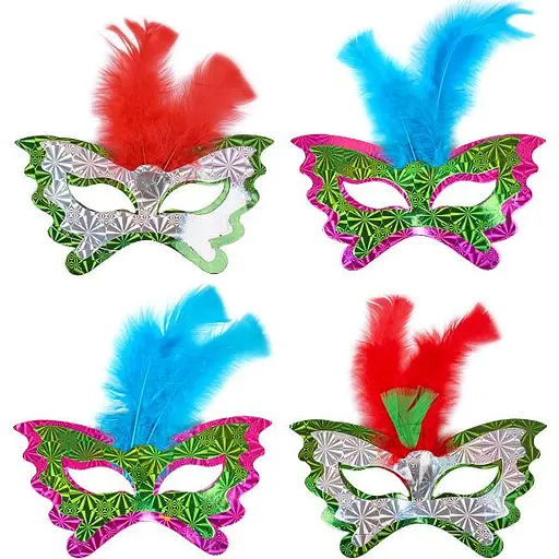 Маска 3D голограмма с перьями, 10 шт. в упаковке - фото 2