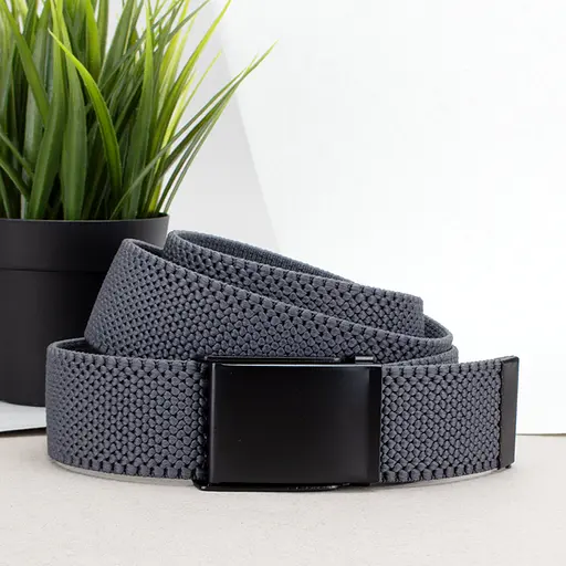 Ремень-резинка мужской на зажиме PS-40023 (115 см) серый плетеный - фото 1