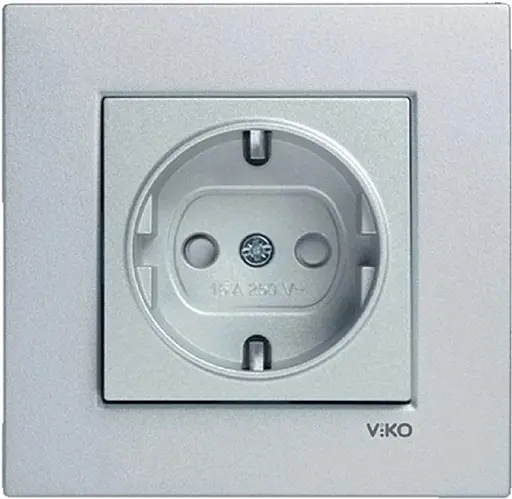 Розетка VIKO Novella із заземленням штепсельна Срібляста (93000008)