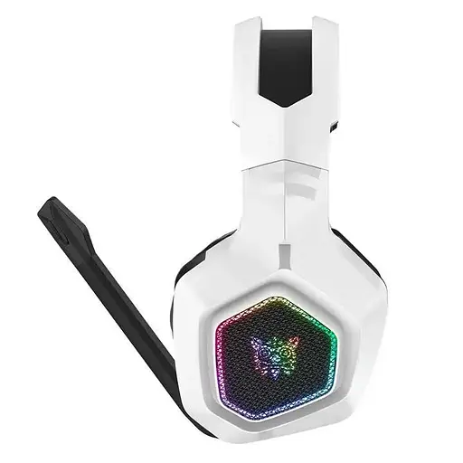 Геймерские игровые Bluetooth наушники Onikuma B100 с выдвижным микрофоном и LED подсветкой White - фото 2