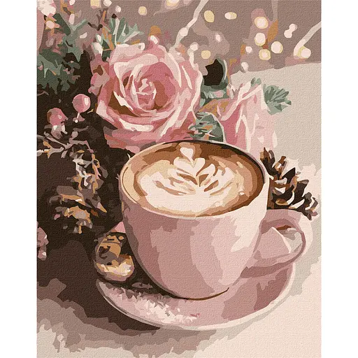 Картина за номерами "Новорічний капучино" Ідейка KHO5743 з фарбами металік 40х50 см - фото 1