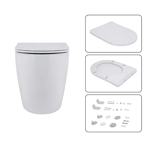 Подвесной унитаз Qtap Robin + инсталляция Qtap Nest 4 в 1 (круглая клавиша Satin), Белый - фото 7