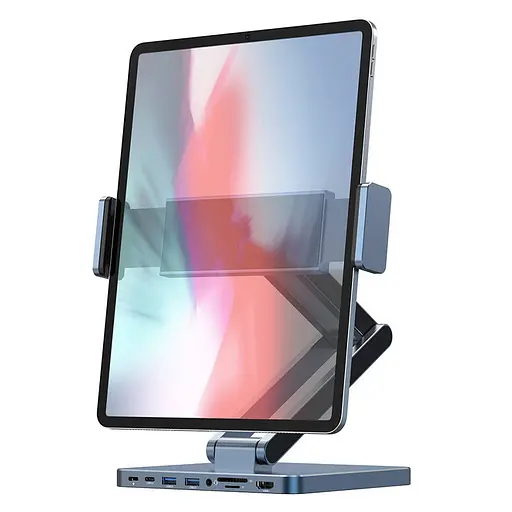 Підставка для планшетів+HUB WIWU AH801 Adjustable 8in1 (USB-C to HDMI+2A+2C+SD/TF+3.5mm) Gray