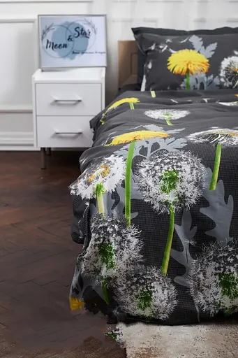 Комплект постільної білизни Moon&Star King Size 220x240 наволочки 2х40х60 Dandelion Black Бязь Gold Люкс - фото 3