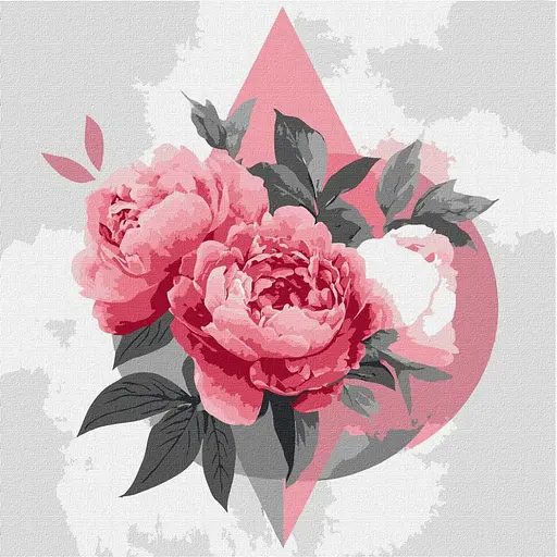 Картина за номерами "Геометричні фігури з півоніями" ©art_selena_ua Ідейка KHO3315, 30х30 см - фото 1