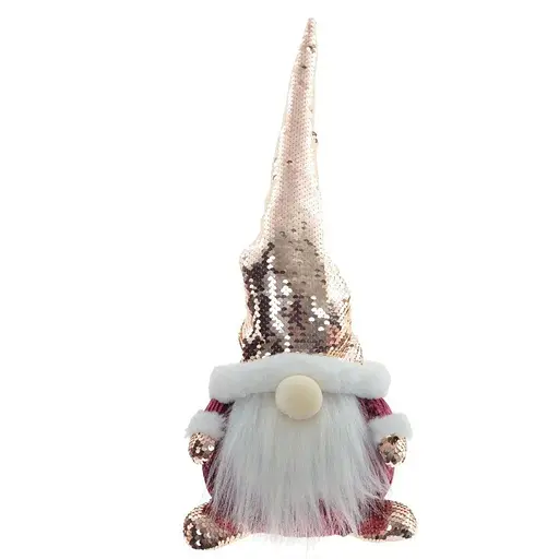 Мягкая новогодняя игрушка BonaDiГном мальчик 50 см Фигурка декоративная Пурпурная - фото 1