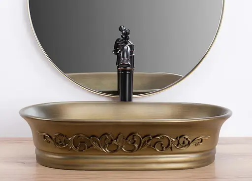 Умивальник Rea Wilma Rustic накладний REA-U3305, Коричневий - фото 4