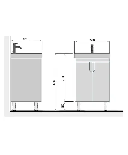 Тумба Мойдодир Simple Graphite 55-U з умивальником River 55 графітова універсальна Графіт - фото 8