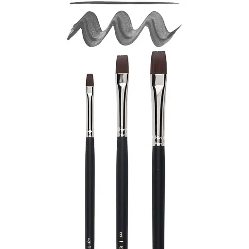 Набір пензлів для олії, акрилу REMBRANDT синтетика плоскі Серія 290, 3 шт (№4, 8, 12) довга ручка Royal Talens [CD]