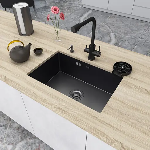 Кухонная мойка из нержавеющей стали черная с PVD покрытием Nett NB-6845, Черный - фото 3