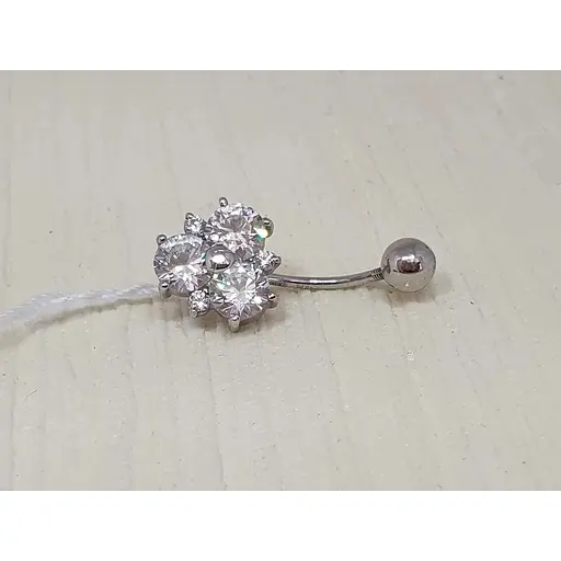 Срібна сережка для пірсингу пупка Ірій з фіанітами. 6001 - фото 2