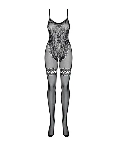 Бодистокинг Obsessive Bodystocking F213 имитация кружевного боди и резинки для чулок S/M/L - фото 5