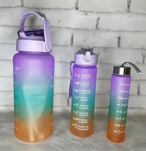 Набор силиконовых фитнес бутылок Beautiful Sport 3в1 500 мл, 900 мл, 2000 мл спортивные фляги - фото 2