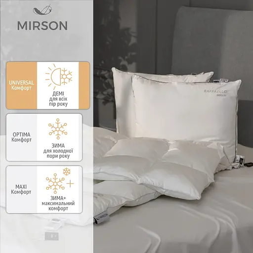 Одеяло пуховое MirSon Raffaello 051, king size, 240x220, белое (2200005895030)