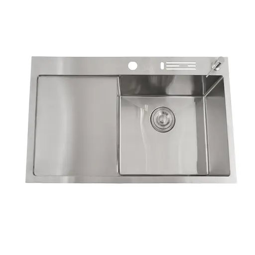 Кухонна мийка з нержавіючої сталі з лівим крилом накладна Nett NS-7848(L), Нержавіюча сталь - фото 1