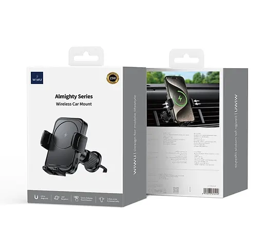 Холдер Wiwu CH-321 Universal Automatic Wireless car charger Чорний - фото 2