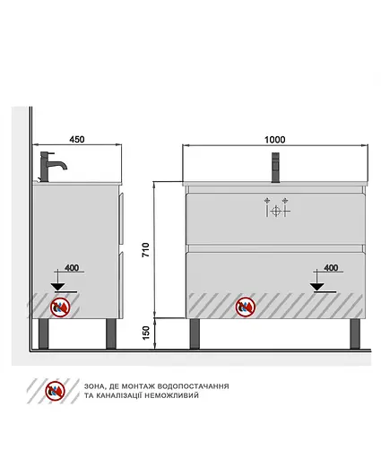 Тумба Мойдодир Палермо 100-U з умивальником ID-100 бетон світлий Сірий - фото 2
