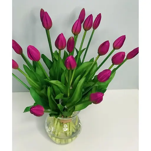 Тюльпани штучні Hvoya Real Touch латексні букет з 7 закритих бутонів фіолетові - фото 6