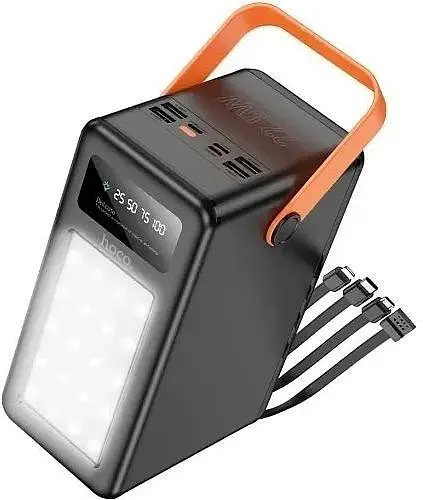 Зовнішній акумулятор Hoco DB120 Prometheus power bank with lamp 120000mAh 4 вбудовані кабелі - фото 3