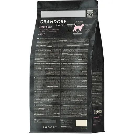 Сухой беззерновой корм для взрослых кошек Grandorf Fresh Duck & Sweet Potato Adult Cat утка с бататом 400 г - фото 2