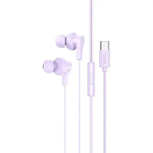 Дротові вакуумні навушники Hoco M114 з мікрофоном, Type-C, 1.2m, purple
