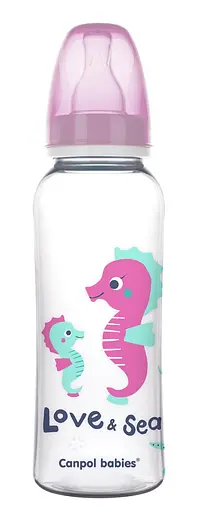 Бутылка с узким отверстием 250 мл с рисунком "LOVE&SEA" Розовая - фото 1