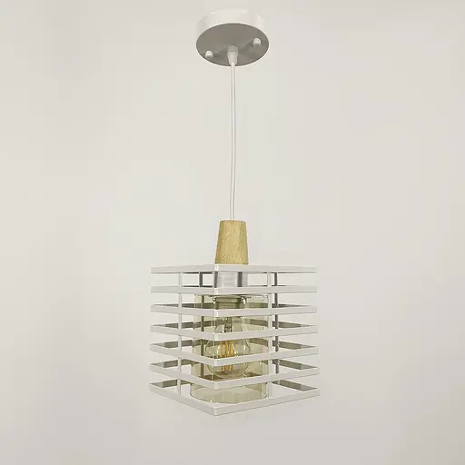 Світильник в стилі Лофт з білим корпусом решіткою та янтарним плафоном Line.F 12391/1 WT+AM - фото 1