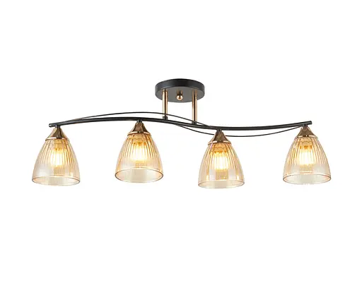 Люстра стельова на 4 плафони 6377-4 (Чорний+Золото)