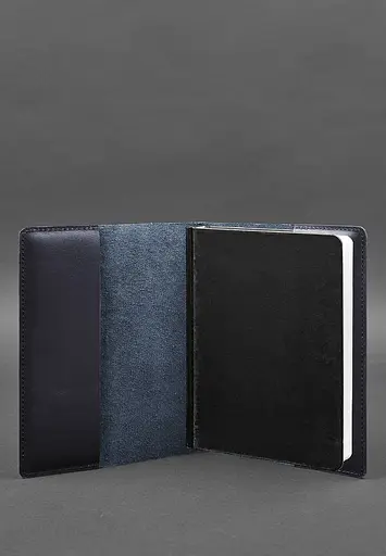 Шкіряна обкладинка для блокнота 6.0 (софт-бук) синя - фото 4