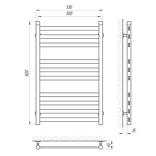 Водяна рушникосушка Laris Кватро П10 500x800 71207564, Хром - фото 2