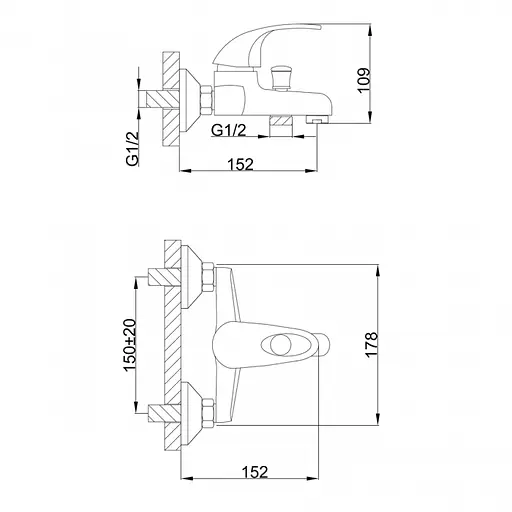 F3003 Змішувач для ванни литий короткий гусак Ø40 Frap 1/10 Хром - фото 2
