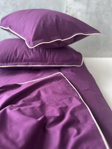 Комплект постільної білизни полуторний 155х215 см варена бавовна White Dream Слива (2010/1)