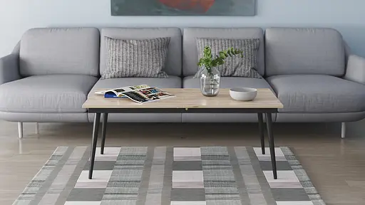 Стіл журнальний трансформер Dandi Small Ferrum-decor 45x120(160)x60 Чорний метал ДСП Дуб Сан-Марино 16 мм (FRD-106790)