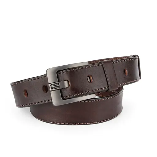 Ремень мужской кожаный JK-4007 (125 см) коричневый - фото 1